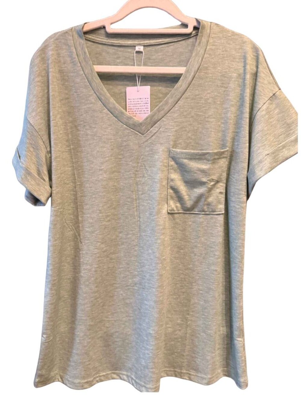 Women's Teal Green Heathered V-Neck Tee NWT - Soft Casual Top